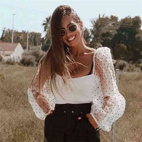 polka dot sleeve tulle women and blouses summer fashion sheer puff elastic vintage tunic organza blouse 210427, White
polka dot sleeve tulle women and blouses summer fashion sheer puff elastic vintage tunic organza blouse 210427, White