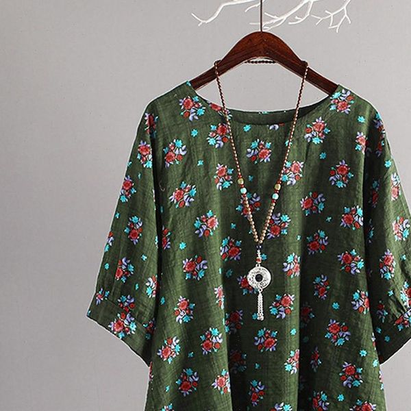 casual plus size cotton women shirts tee vintage boho floral loose bloes dames chemise femme woman, White
casual plus size cotton women shirts tee vintage boho floral loose bloes dames chemise femme woman, White