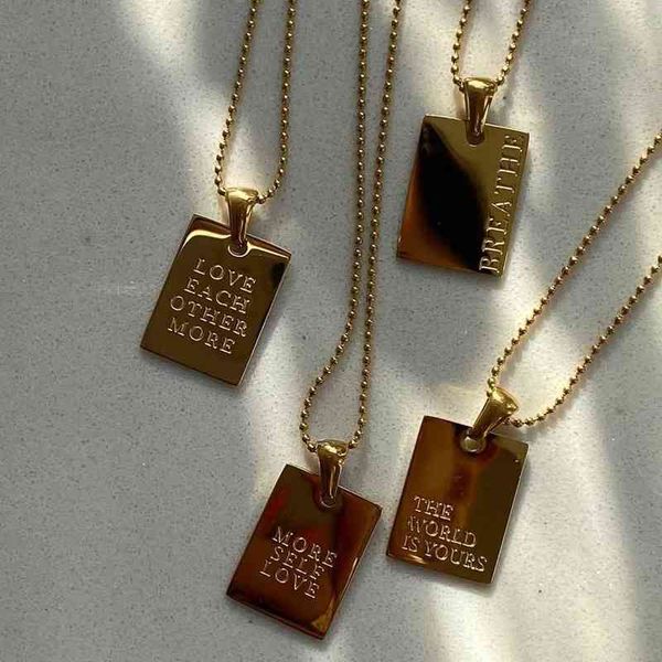 vintage couple jewelry motto engraved square pendant pure 18k gold plated necklaces for women stainless steel men's chain beads y1217, Silver
vintage couple jewelry motto engraved square pendant pure 18k gold plated necklaces for women stainless steel men's chain beads y1217, Silver