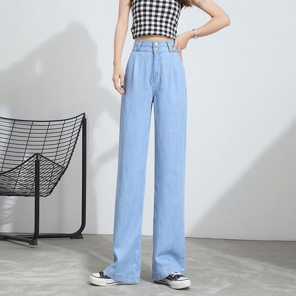 women's jeans lyocell denim wide-leg pants for women 2021 spring/summer thin large size loose high waist straight drooping ice silk mop, Blue
women's jeans lyocell denim wide-leg pants for women 2021 spring/summer thin large size loose high waist straight drooping ice silk mop, Blue