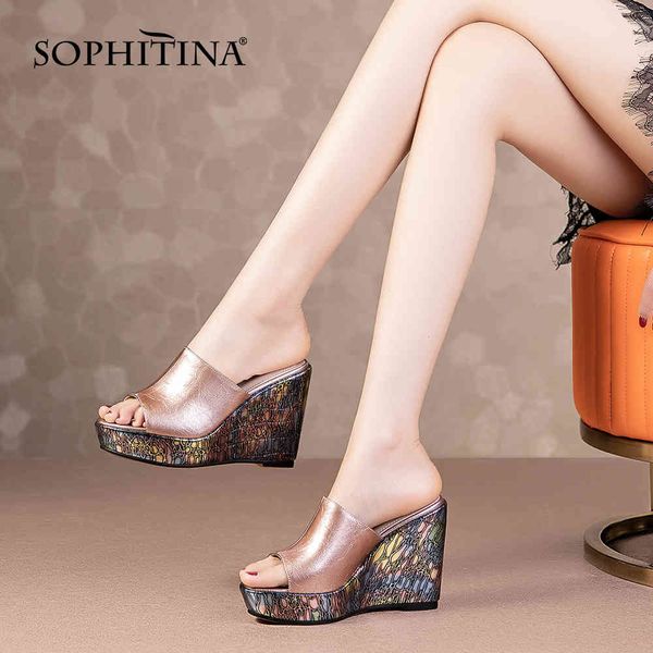 sophitina women's slippers genuine leather peep toe design wedge heel shoes daily handmade waterproof platform lady shoes ao824 210513, Black
sophitina women's slippers genuine leather peep toe design wedge heel shoes daily handmade waterproof platform lady shoes ao824 210513, Black
