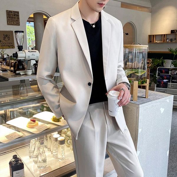 men's tracksuits men 2021 spring autumn casual suits male loose slim jacket solid color blazers large size three pieces sets w378, Gray
men's tracksuits men 2021 spring autumn casual suits male loose slim jacket solid color blazers large size three pieces sets w378, Gray