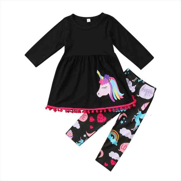 2pcs lovely toddler kids girl clothing set unicorn print long sleeve tassel mini dress pant legging children clothes, White
2pcs lovely toddler kids girl clothing set unicorn print long sleeve tassel mini dress pant legging children clothes, White