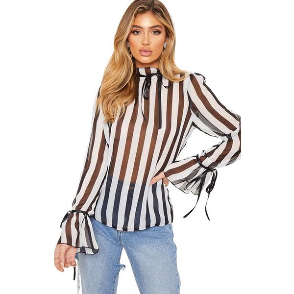 women's blouses & shirts jyss sweet chiffon women ruffled long sleeve transparent striped blusas femme stand collar and 81808, White
women's blouses & shirts jyss sweet chiffon women ruffled long sleeve transparent striped blusas femme stand collar and 81808, White