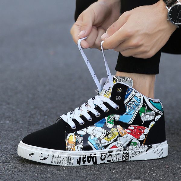 trends graffiti printed men sneakers couple colorful high men flat shoes casual breathable summer board mens shoes
trends graffiti printed men sneakers couple colorful high men flat shoes casual breathable summer board mens shoes