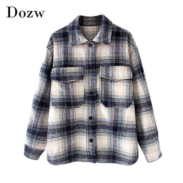 casual plaid jacket women long sleeve loose coat female pockets turn down collar retro outerwear veste femme 210515, Black;brown
casual plaid jacket women long sleeve loose coat female pockets turn down collar retro outerwear veste femme 210515, Black;brown