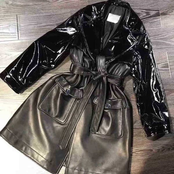 women's shorts shorts sheepskin patent patchwork long trench coats autumn winter women belt real leather outerwear blac ckyp, White;black
women's shorts shorts sheepskin patent patchwork long trench coats autumn winter women belt real leather outerwear blac ckyp, White;black