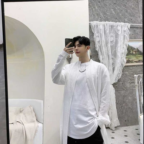 men's casual shirts long-sleeve shirt spring and autumn mid - long standing-collar slit solid color loose oversized, White;black
men's casual shirts long-sleeve shirt spring and autumn mid - long standing-collar slit solid color loose oversized, White;black