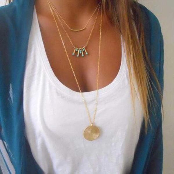 pendant necklaces famshin multi layer chain necklace gift bohemia tassel maxi chocker gold color 2021 sweater statement for women, Silver
pendant necklaces famshin multi layer chain necklace gift bohemia tassel maxi chocker gold color 2021 sweater statement for women, Silver