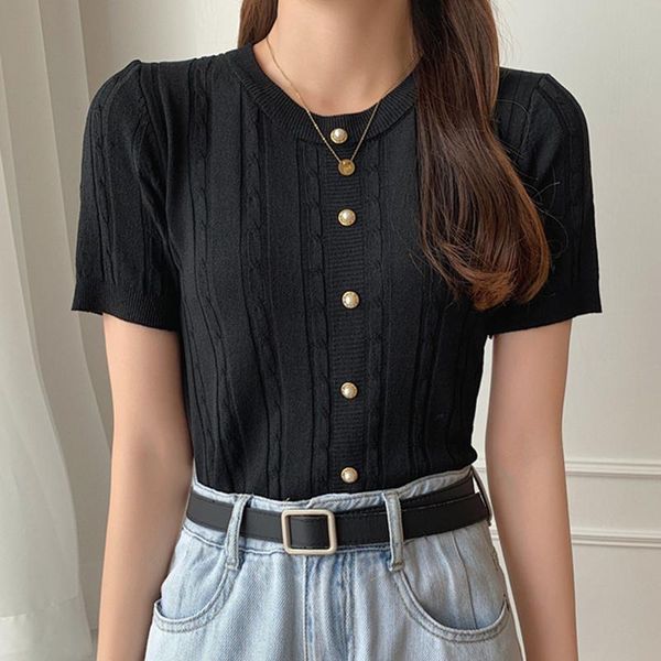 women's t-shirt ljsxls all-match slim knitted women 2021 summer fashion beaded half sleeve tee shirt female black clothes woman, White
women's t-shirt ljsxls all-match slim knitted women 2021 summer fashion beaded half sleeve tee shirt female black clothes woman, White