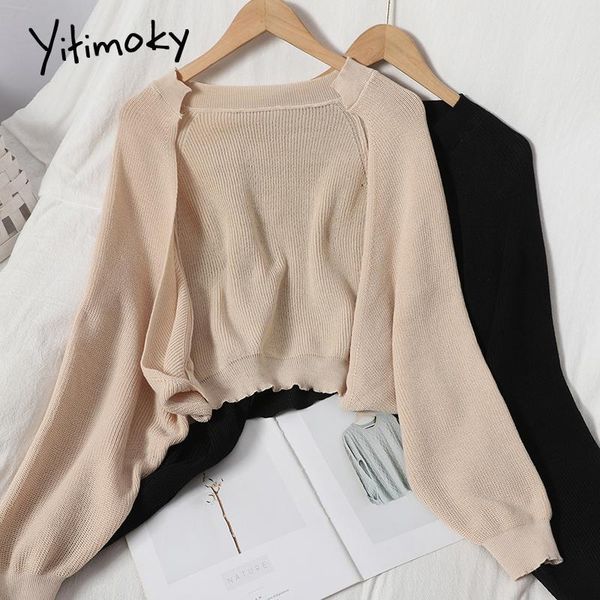 women's knits & tees yitimoky knitted cardigan women short sweater 2021 autumn winter beige black korean fashion long sleeve o-neck loo, White
women's knits & tees yitimoky knitted cardigan women short sweater 2021 autumn winter beige black korean fashion long sleeve o-neck loo, White