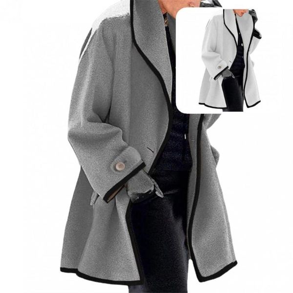 women's trench coats oversized all match contrast color single button women jacket for stage show, Tan;black
women's trench coats oversized all match contrast color single button women jacket for stage show, Tan;black