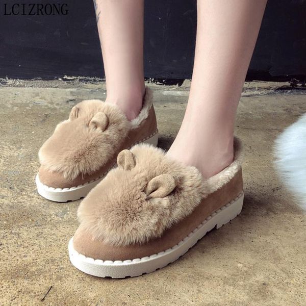 slippers lcizrong winter faux fur women warm casual flats ear cute snow flat shoes for female travel outdoor, Black 
slippers lcizrong winter faux fur women warm casual flats ear cute snow flat shoes for female travel outdoor, Black