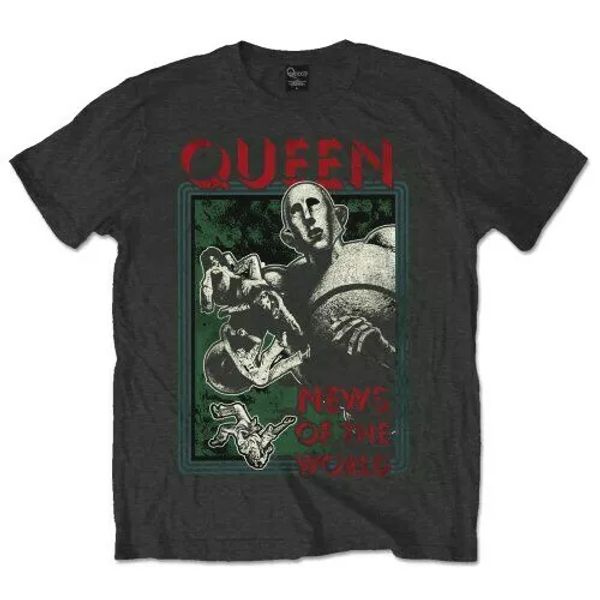 official queen t shirt news of the world black classic rock band merch freddie, White;black
official queen t shirt news of the world black classic rock band merch freddie, White;black