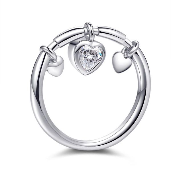 wedding rings women's fashion silver plated heart shape pendant bridal jewelry rose gold color zircon crystal gifts, Slivery;golden