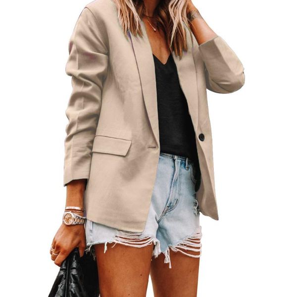 women's suits & blazers womens 2021 blazer coats single button office solid jackets lapel long sleeve ladies business female outerwear, White;black
women's suits & blazers womens 2021 blazer coats single button office solid jackets lapel long sleeve ladies business female outerwear, White;black