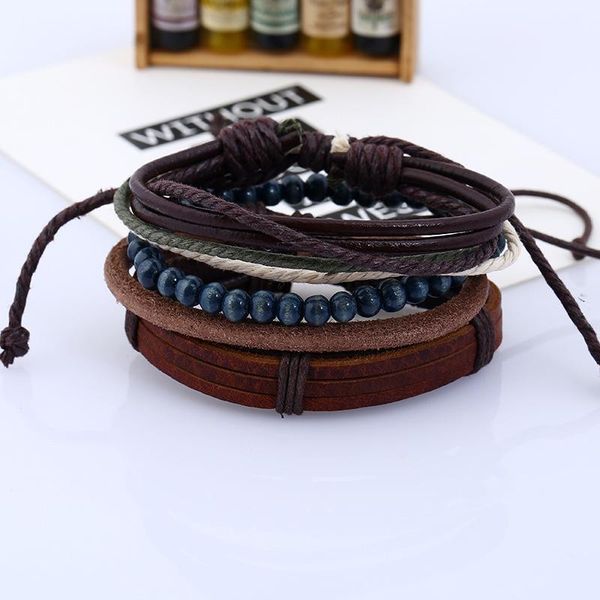 charm bracelets 4pcs/set retro boho punk hippy dark brown wrap leather knot cross navy blue coconut wood bead layers bangles man, Golden;silver
charm bracelets 4pcs/set retro boho punk hippy dark brown wrap leather knot cross navy blue coconut wood bead layers bangles man, Golden;silver