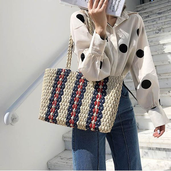 evening bags fashion striped straw casual rattan large handbags women totes wicker woven shoulder female summer beach travel purses
evening bags fashion striped straw casual rattan large handbags women totes wicker woven shoulder female summer beach travel purses