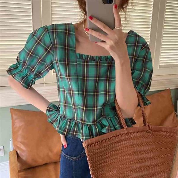 geometric stylish short sleeves summer party chic girls square collar plaid all match prom shirts 210525, White
geometric stylish short sleeves summer party chic girls square collar plaid all match prom shirts 210525, White