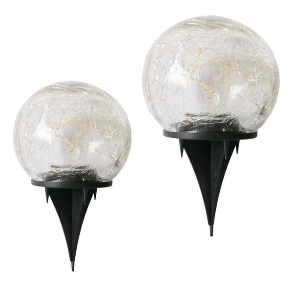 led solar round ball light garden path outdoor ground spike plug lamp waterproof - 10cm