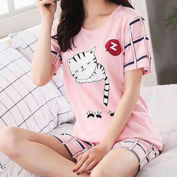 summer short sleeve thin cartoon womens tracksuits print loose sleepwear girl pijamas mujer leisure nightgown women pajamas sets, Gray
summer short sleeve thin cartoon womens tracksuits print loose sleepwear girl pijamas mujer leisure nightgown women pajamas sets, Gray