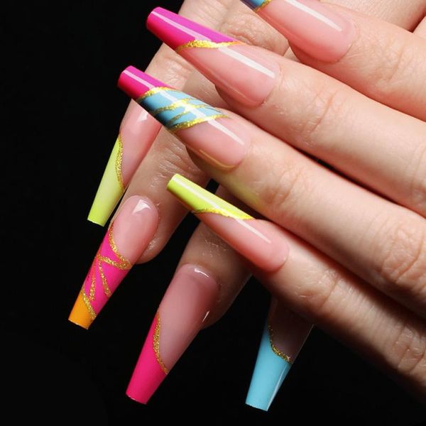false nails 24pcs colourful gold thread rainbow paragraph nail piece cin6 899, Red;gold
false nails 24pcs colourful gold thread rainbow paragraph nail piece cin6 899, Red;gold