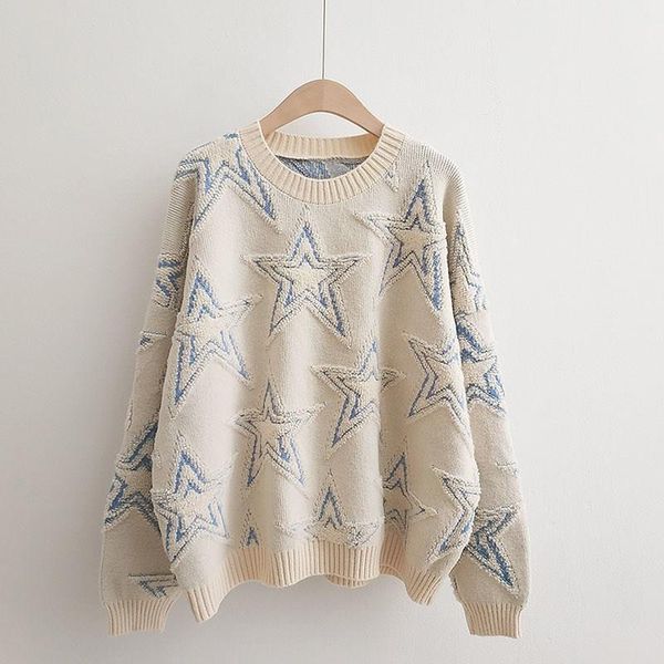 women's sweaters 2021 winter women star pattern pullovers female casual loose sweater oversized o neck long sleeve jumpers, White;black
women's sweaters 2021 winter women star pattern pullovers female casual loose sweater oversized o neck long sleeve jumpers, White;black