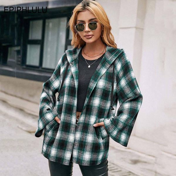 women's jackets autumn winter plaid jacket women hooded and coats casual loose checkered shirt for, Black;brown
women's jackets autumn winter plaid jacket women hooded and coats casual loose checkered shirt for, Black;brown