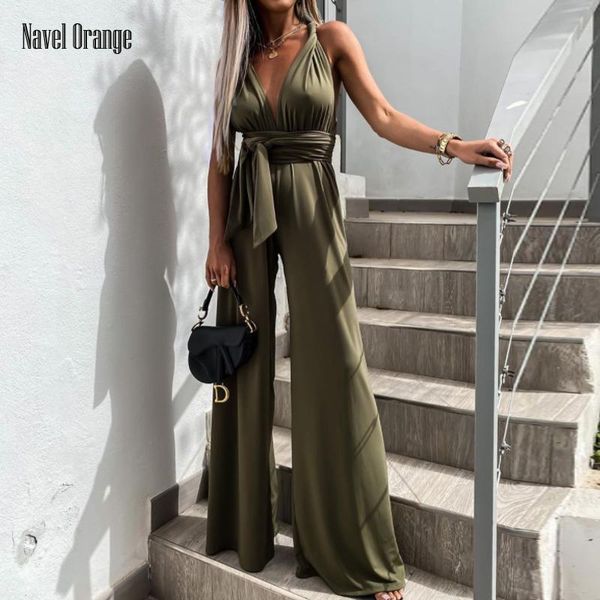 sleeveless high waist jumpsuit ladies wide leg pants solid color summer deep v neck elegant overalls women's two piece, White
sleeveless high waist jumpsuit ladies wide leg pants solid color summer deep v neck elegant overalls women's two piece, White