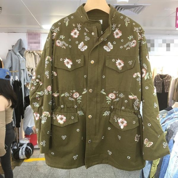 women's wool & blends 2021 heavy spring and industry autumn embroidery flower drawstring waist closing temperament windbreaker work clo, Black
women's wool & blends 2021 heavy spring and industry autumn embroidery flower drawstring waist closing temperament windbreaker work clo, Black