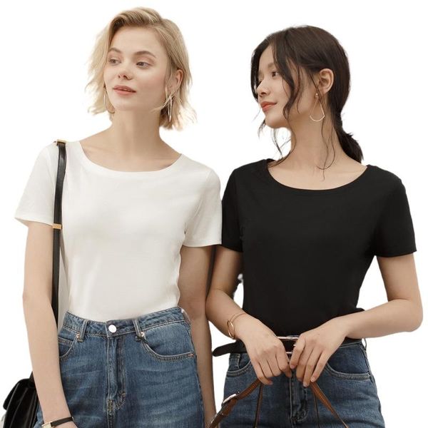 summer t-shirt women's mercerized cotton ins short sleeve round neck, White
summer t-shirt women's mercerized cotton ins short sleeve round neck, White