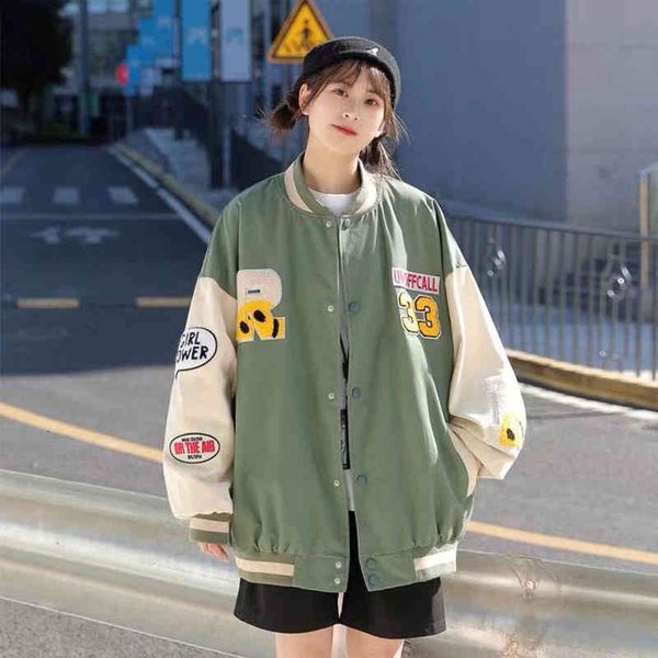 women's jackets retro baseball uniform jacket female korean style harajuku loose casual coat spring and autumn wild couple oversize e45, Black;brown
women's jackets retro baseball uniform jacket female korean style harajuku loose casual coat spring and autumn wild couple oversize e45, Black;brown