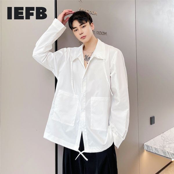iefb design loose men's clothing long sleeve white shirts lapel drawstring personalized casual mans douple pockets 9y6741 210524, White;black
iefb design loose men's clothing long sleeve white shirts lapel drawstring personalized casual mans douple pockets 9y6741 210524, White;black