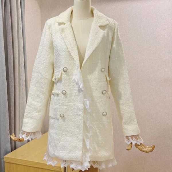 women's wool & blends small fragrance tweed spring autumn lace stitching woolen coat women double breasted straight overcoat, Black
women's wool & blends small fragrance tweed spring autumn lace stitching woolen coat women double breasted straight overcoat, Black