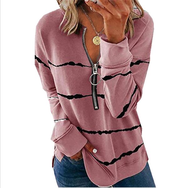 ladies loose sweatshirt oversized striped hoodie zipper collar multicolor fall/winter outerwear 753, Black
ladies loose sweatshirt oversized striped hoodie zipper collar multicolor fall/winter outerwear 753, Black