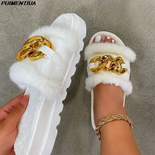 women slippers fluffy flip flops summer sandals women gold chain plush slides beach home flat female warm shoes, Black
women slippers fluffy flip flops summer sandals women gold chain plush slides beach home flat female warm shoes, Black