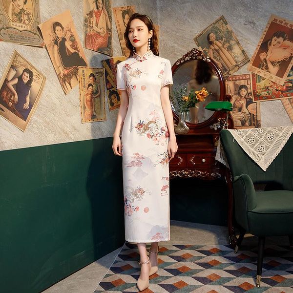 ethnic clothing elegant dragon printed satin mandarin collar long qipao dress traditional women short sleeves cheongsam vestidos oversize 4x, Red
ethnic clothing elegant dragon printed satin mandarin collar long qipao dress traditional women short sleeves cheongsam vestidos oversize 4x, Red