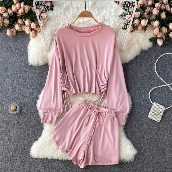 women's tracksuits casual women two piece set 2021 fashion streetwear solid o-neck long sleeve drawstring pullover and shorts sportwear, Gray
women's tracksuits casual women two piece set 2021 fashion streetwear solid o-neck long sleeve drawstring pullover and shorts sportwear, Gray