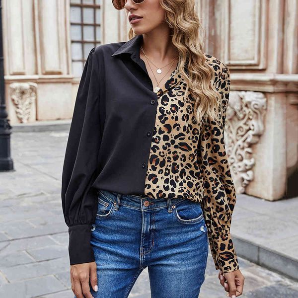 shorts patchwork leopard print shirt women 2021 long sleeve button up turn-down collar ladies spring autumn vintage and blouses, White;black
shorts patchwork leopard print shirt women 2021 long sleeve button up turn-down collar ladies spring autumn vintage and blouses, White;black