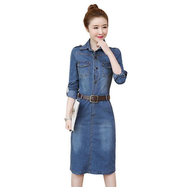 casual dresses women full sleeve denim blue dress,long dress turn down collar jean plus size, Black;gray
casual dresses women full sleeve denim blue dress,long dress turn down collar jean plus size, Black;gray