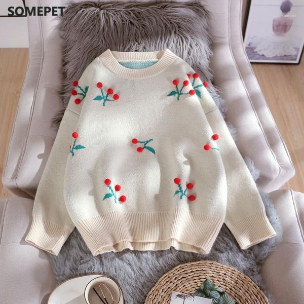 autumn winter women flower sweater long sleeve o-neck causal knitted pullover 3d cherry sweet pull jumpers pullovers women's sweaters, White;black
autumn winter women flower sweater long sleeve o-neck causal knitted pullover 3d cherry sweet pull jumpers pullovers women's sweaters, White;black