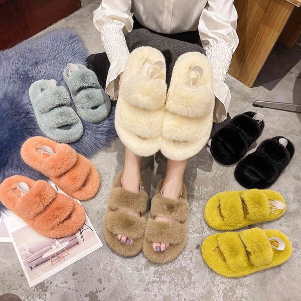 autumn and winter women's shoes heel strap soft plush thick soled home wool slippers, Black
autumn and winter women's shoes heel strap soft plush thick soled home wool slippers, Black