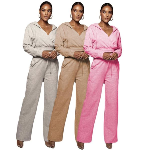 women's two piece pants wrap v neck hooded crop + drawstring wide leg set fall winter clothes for women sport tracksuit, White
women's two piece pants wrap v neck hooded crop + drawstring wide leg set fall winter clothes for women sport tracksuit, White