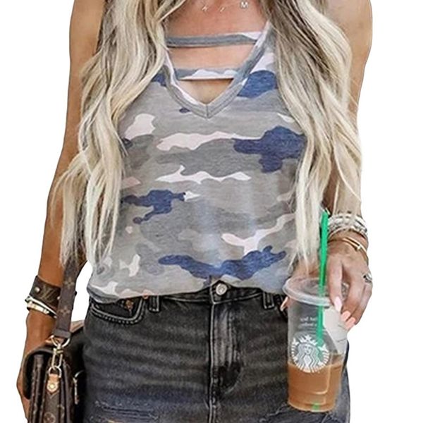 2021 casual camouflage print women hollow out v-neck tee sleeveless high street style party wear all matching tees, White
2021 casual camouflage print women hollow out v-neck tee sleeveless high street style party wear all matching tees, White