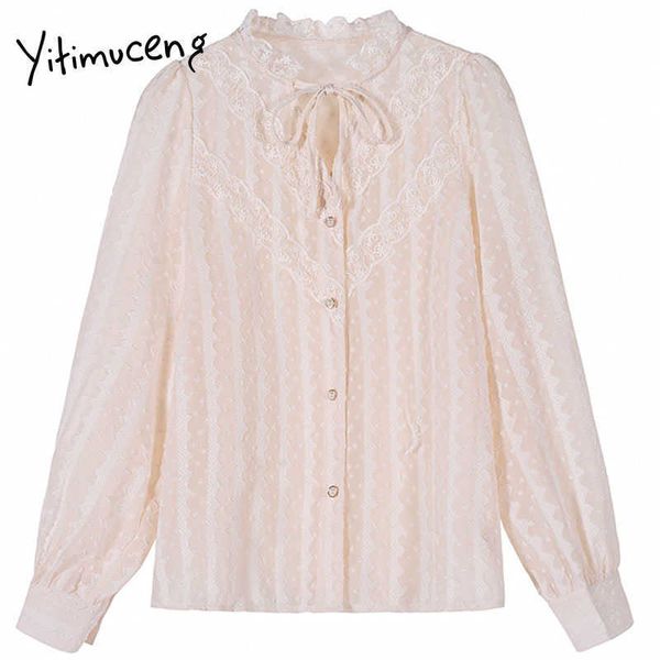 yitimuceng bow lace up button blouse women shirts solid spring fashion korean long sleeve v-neck single breasted 210601, White
yitimuceng bow lace up button blouse women shirts solid spring fashion korean long sleeve v-neck single breasted 210601, White