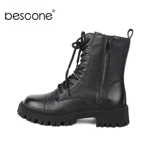 boots bescone women cow leather round toe black winter non-slip shoes platform bottom zipper ankle bc845
boots bescone women cow leather round toe black winter non-slip shoes platform bottom zipper ankle bc845