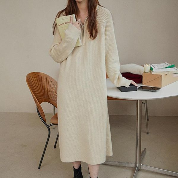 casual dresses female knitted dress 2021 korean style mid-length zipper lapel loose sweater women autumn clothes korea ladies trend, Black;gray
casual dresses female knitted dress 2021 korean style mid-length zipper lapel loose sweater women autumn clothes korea ladies trend, Black;gray