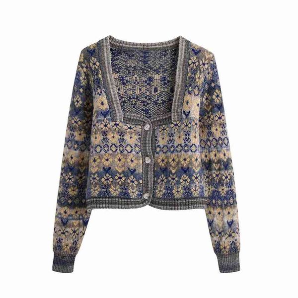 women's sweaters vintage women floral jacquard sweater fashion ladies knitted short coats streetwear female chic square collar car, White;black
women's sweaters vintage women floral jacquard sweater fashion ladies knitted short coats streetwear female chic square collar car, White;black