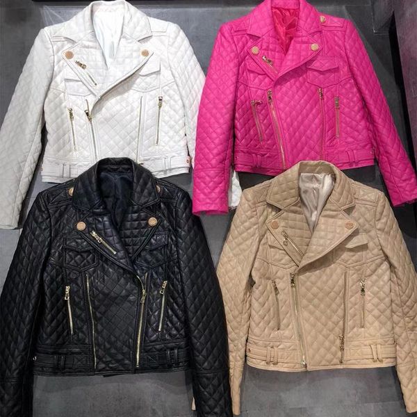 women's leather & faux ladies real quilted jacket warm moto&biker coat, Black
women's leather & faux ladies real quilted jacket warm moto&biker coat, Black