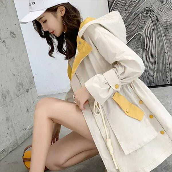 women's trench coats casual windbreaker jackets mid-length 2021 spring autumn loose waist hooded outerwear female, Tan;black
women's trench coats casual windbreaker jackets mid-length 2021 spring autumn loose waist hooded outerwear female, Tan;black